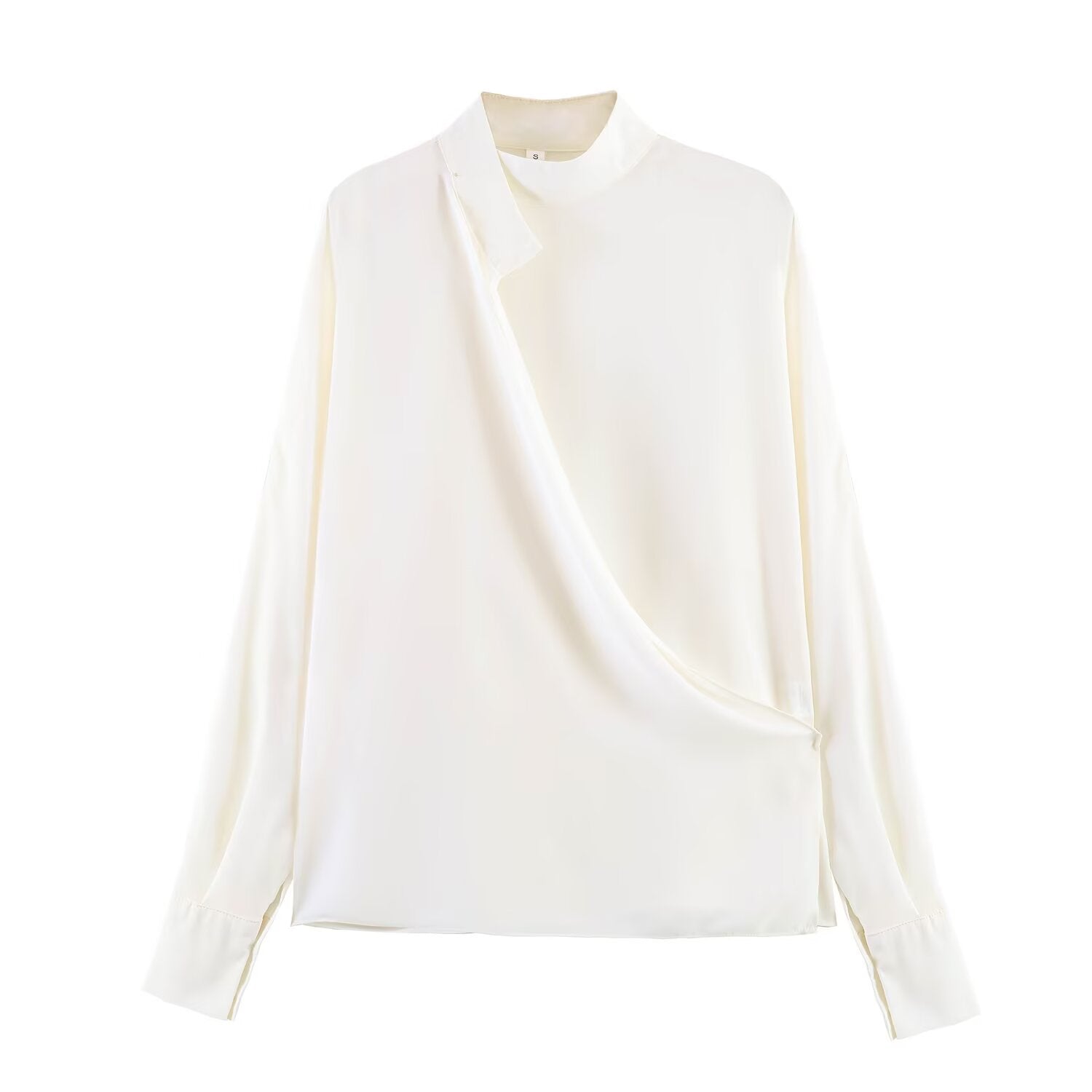 Stand Collar Vertical Oblique Ban Pullover Shirt