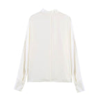 Stand Collar Vertical Oblique Ban Pullover Shirt