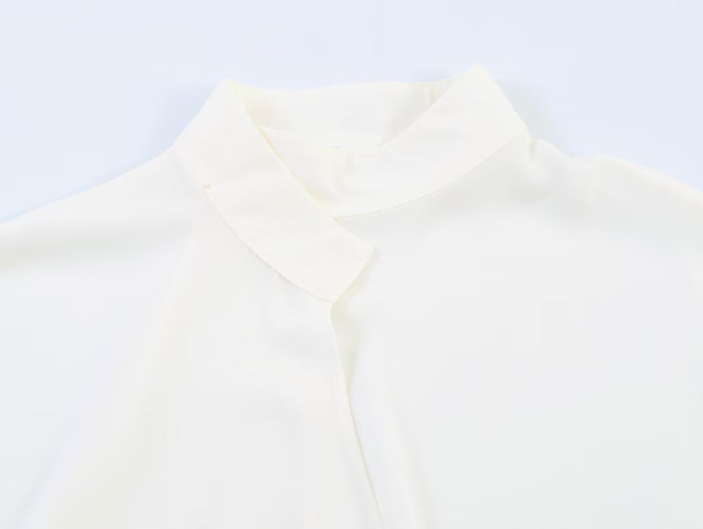 Stand Collar Vertical Oblique Ban Pullover Shirt