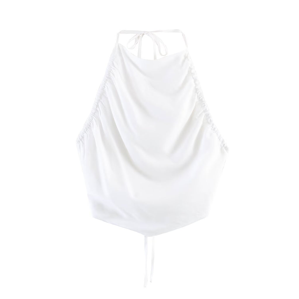 Women Clothing Hanging Collar Top Pant Sets