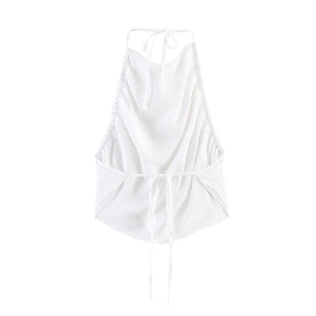 Women Clothing Hanging Collar Top Pant Sets