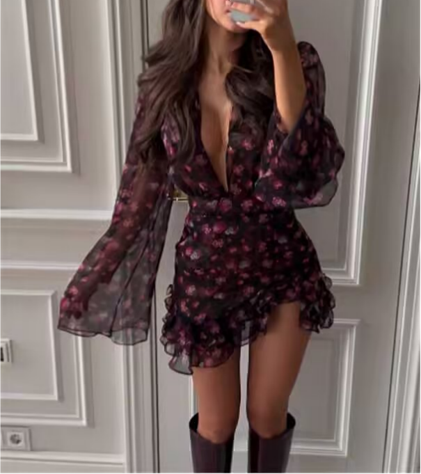 Women's Floral Chiffon Dress