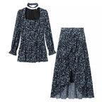 Romantic Floral Square Collar Waist Controlled Long Sleeves