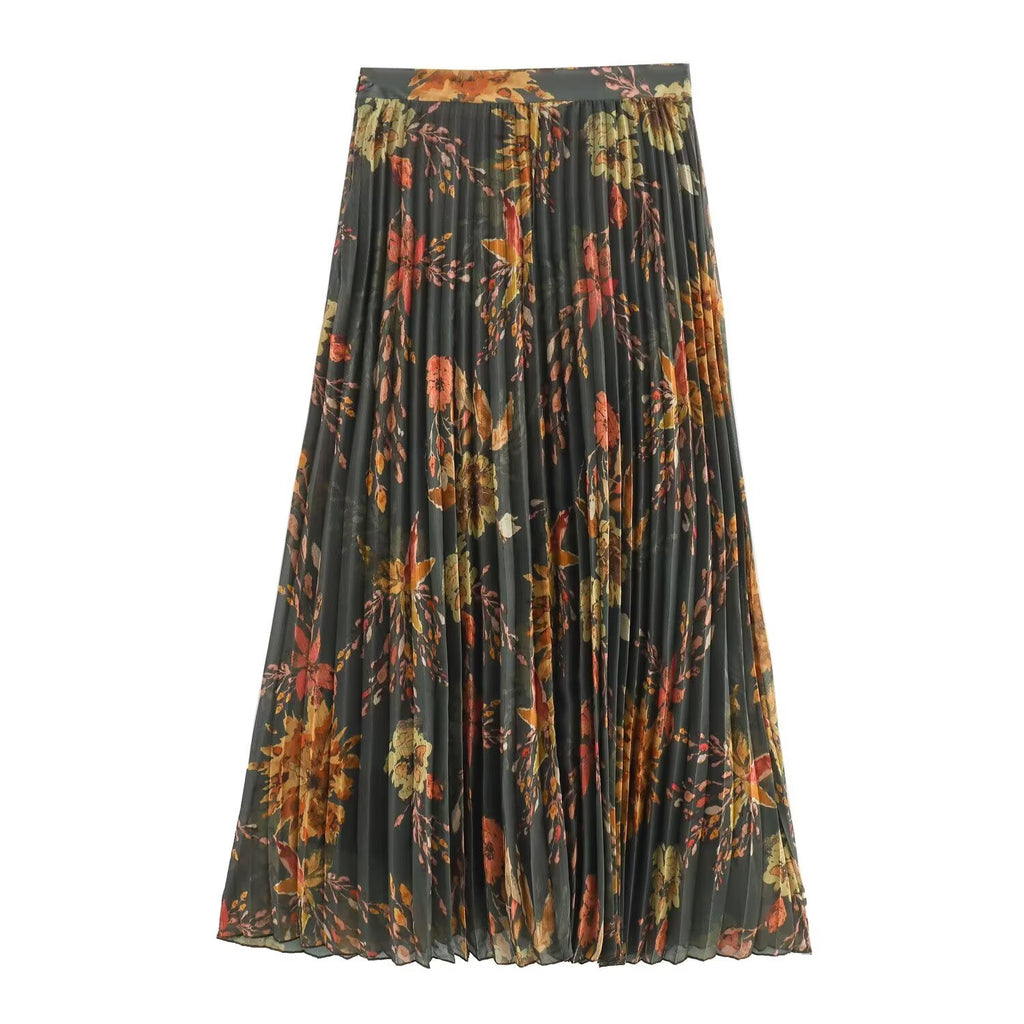 Women Clothing Casual Elegant Mesh Floral Print Skirt