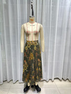 Women Clothing Casual Elegant Mesh Floral Print Skirt