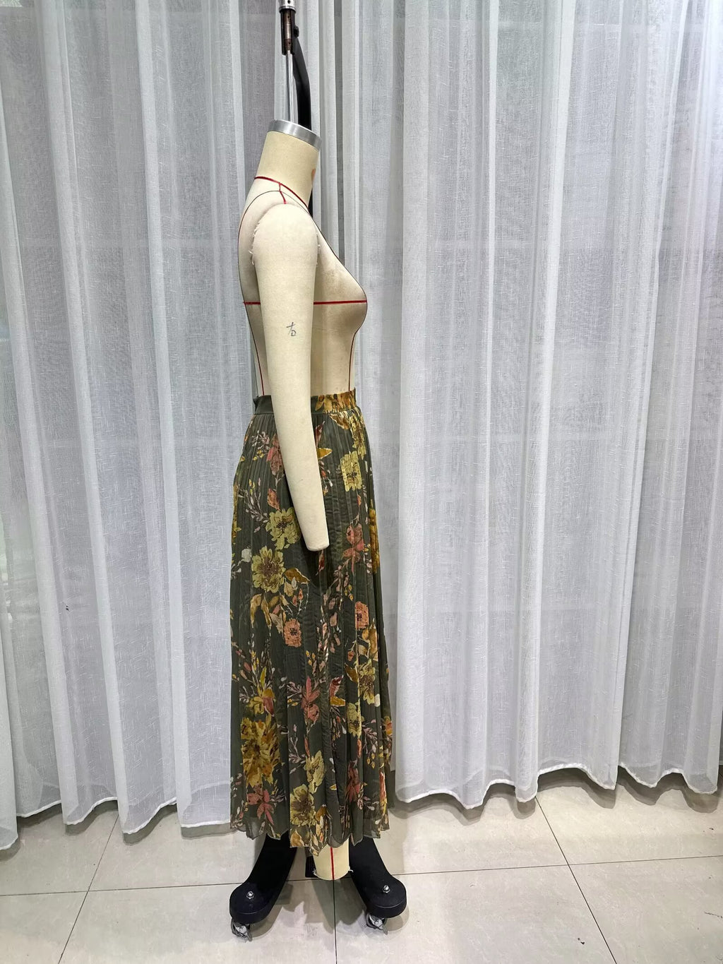 Women Clothing Casual Elegant Mesh Floral Print Skirt