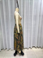 Women Clothing Casual Elegant Mesh Floral Print Skirt