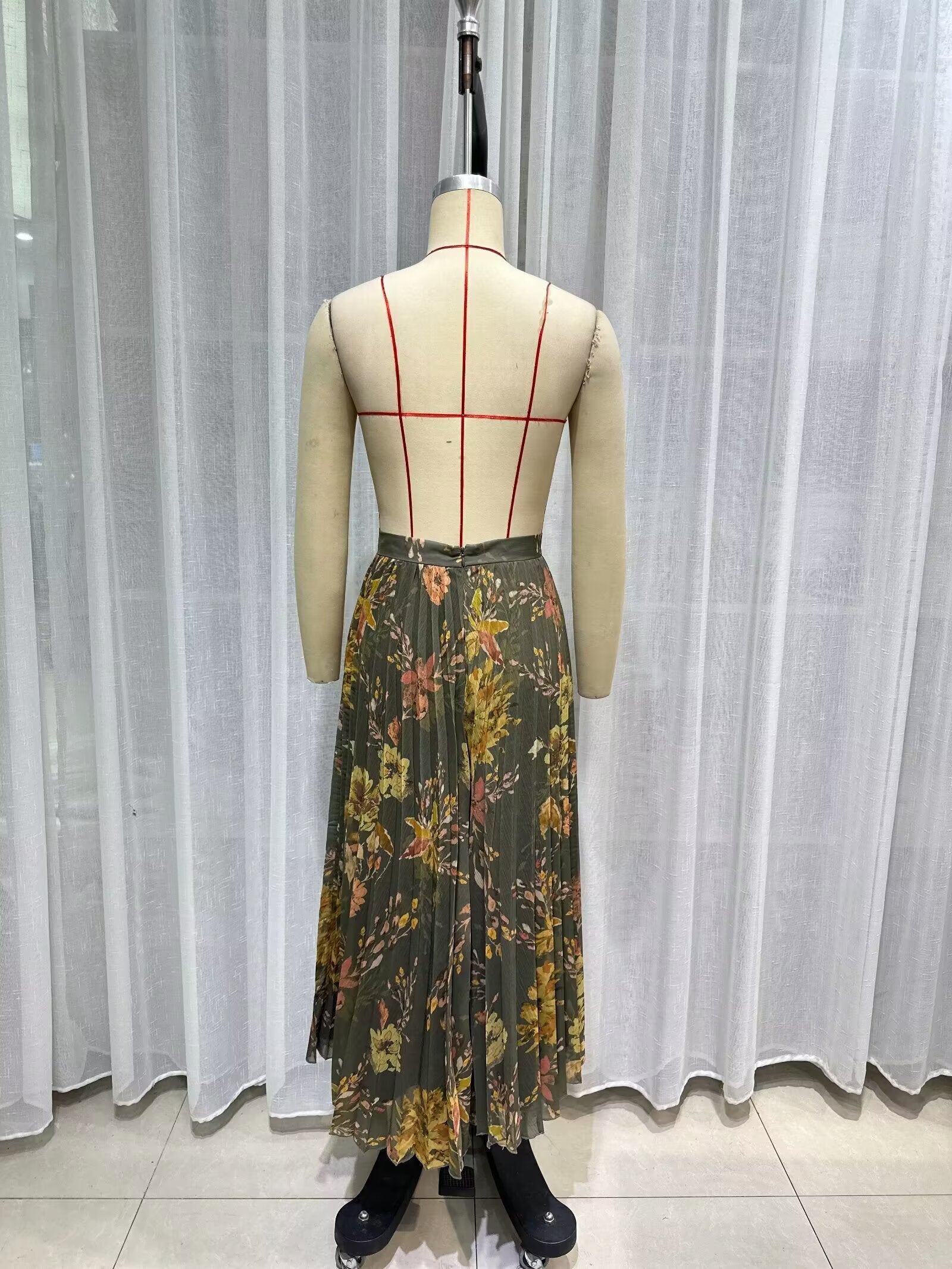 Women Clothing Casual Elegant Mesh Floral Print Skirt