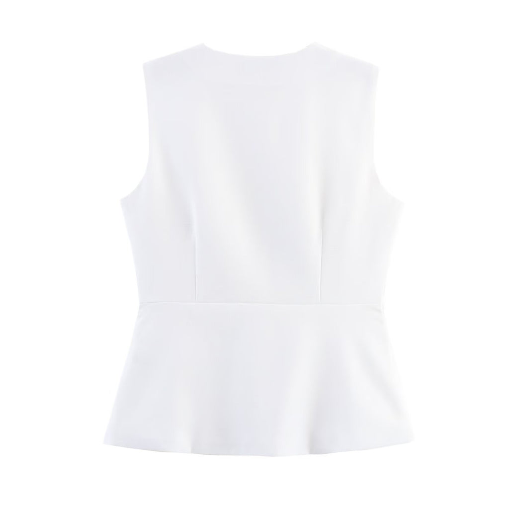 Women Clothing Simple Old Money Blended Vest