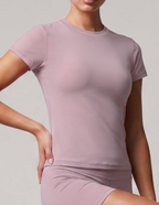 Solid Color Yoga Clothes Sports Top Women Slim Fit Slimming Quick Drying T shirt Running T shirt Workout Clothes Pilates Training