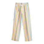 Women Clothing Retro Sweet Sexy Color Wide Leg Pants Vertical Stripes