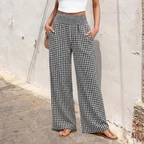 Summer Women HW Striped WL Pants Loose Casual Trousers with
