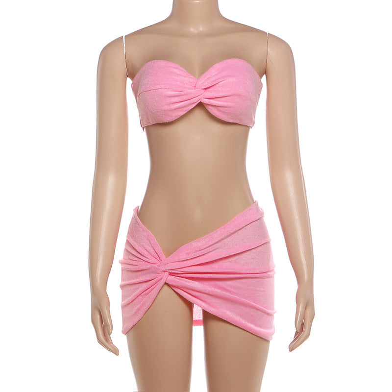 Spring Women Sexy Tube Top Vest Low Waist Irregular Asym