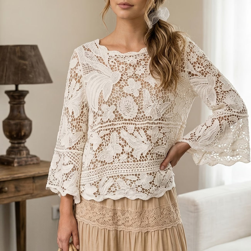 Women Hook Embroidered And Hollow Knitted Summer