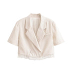 Women Clothing Lace Short Blazer Lace Pleated Casual Shorts