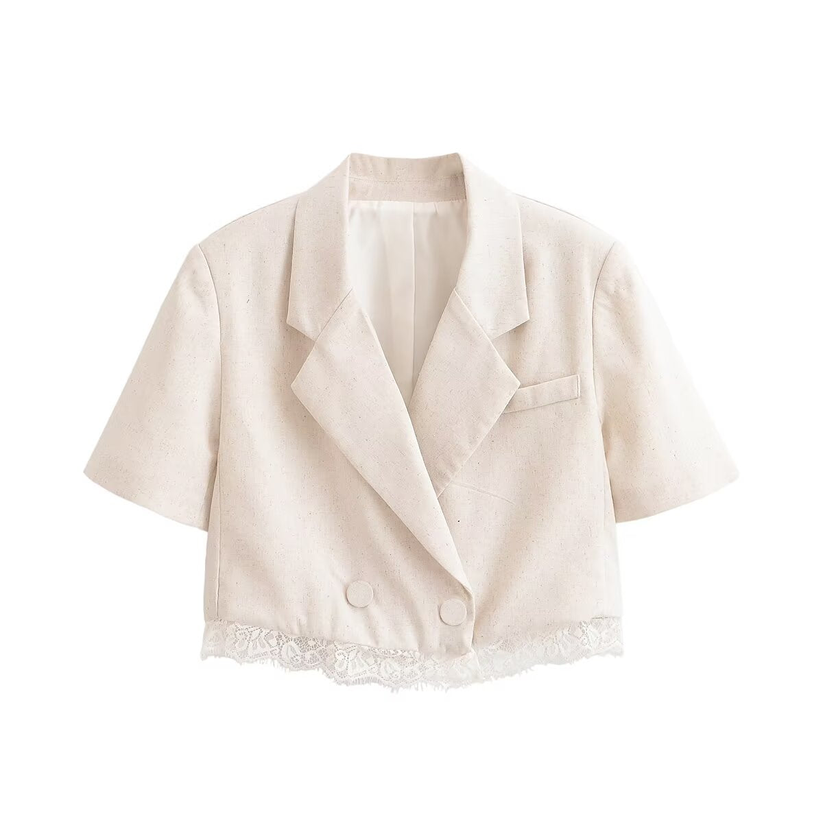 Women Clothing Lace Short Blazer Lace Pleated Casual Shorts