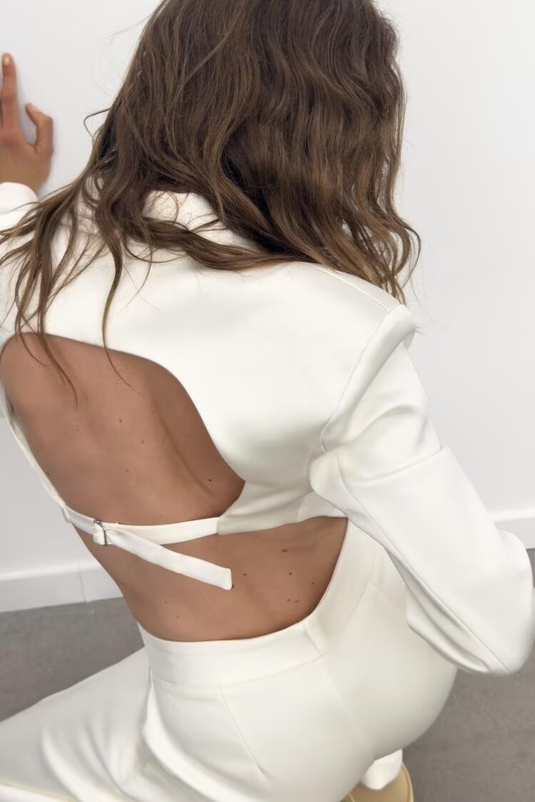 Women Clothing Satin Fitted Waist Backless Suit WL Pants