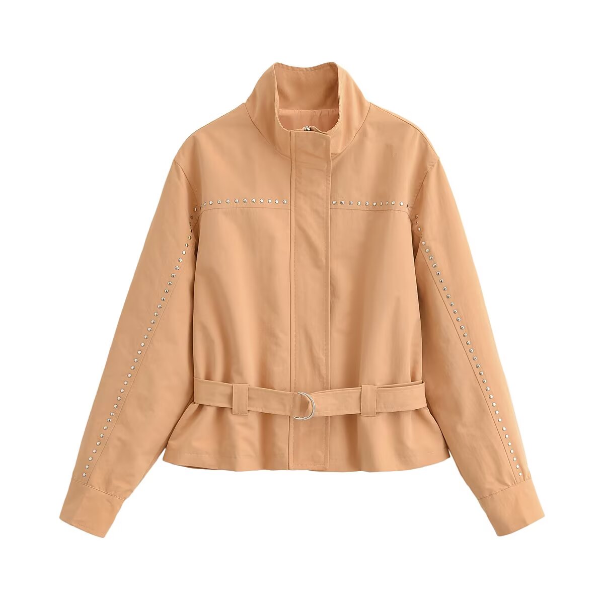 Ruffle Handsome Retro High Sense Stand Collar Rivet Belt