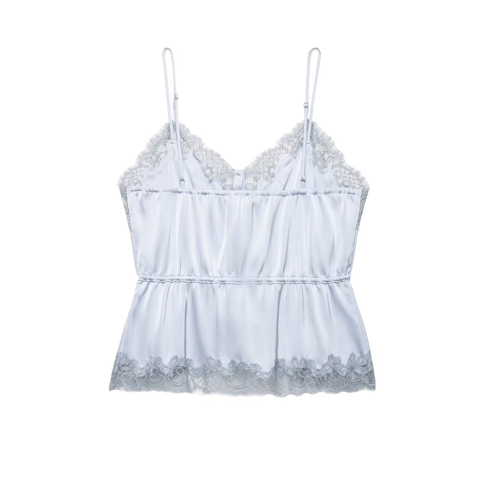 Women Clothing Summer Sexy All Match Multicolor V neck Tight Waist Lace Sling