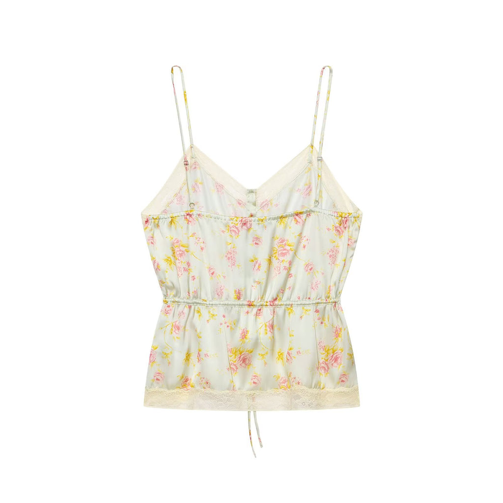 Women Clothing Summer Sexy All Match Multicolor V neck Tight Waist Lace Sling