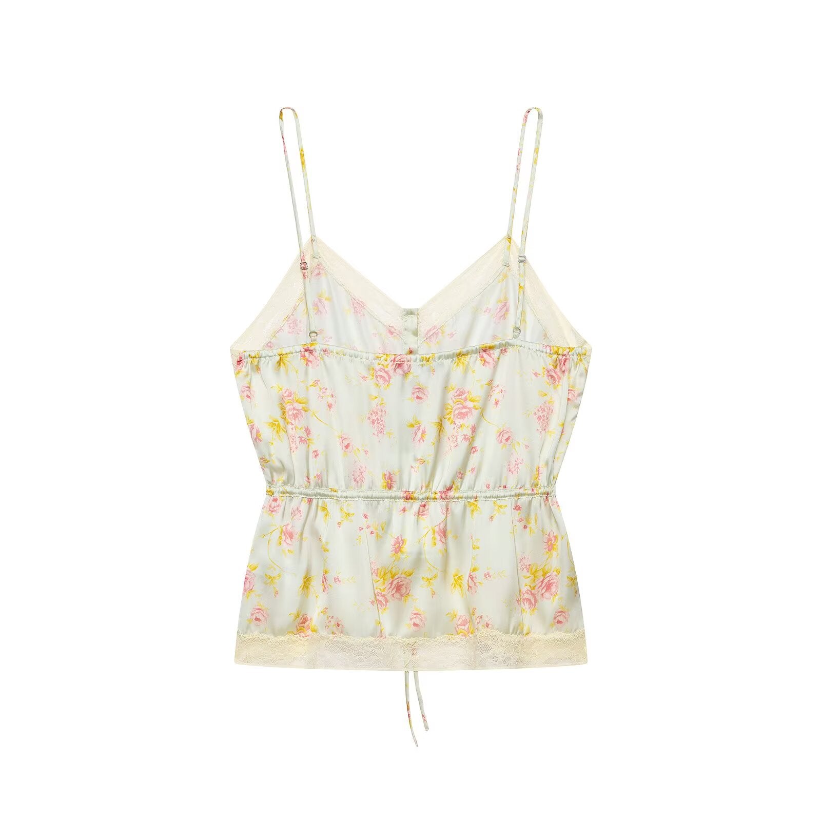 Women Clothing Summer Sexy All Match Multicolor V neck Tight Waist Lace Sling