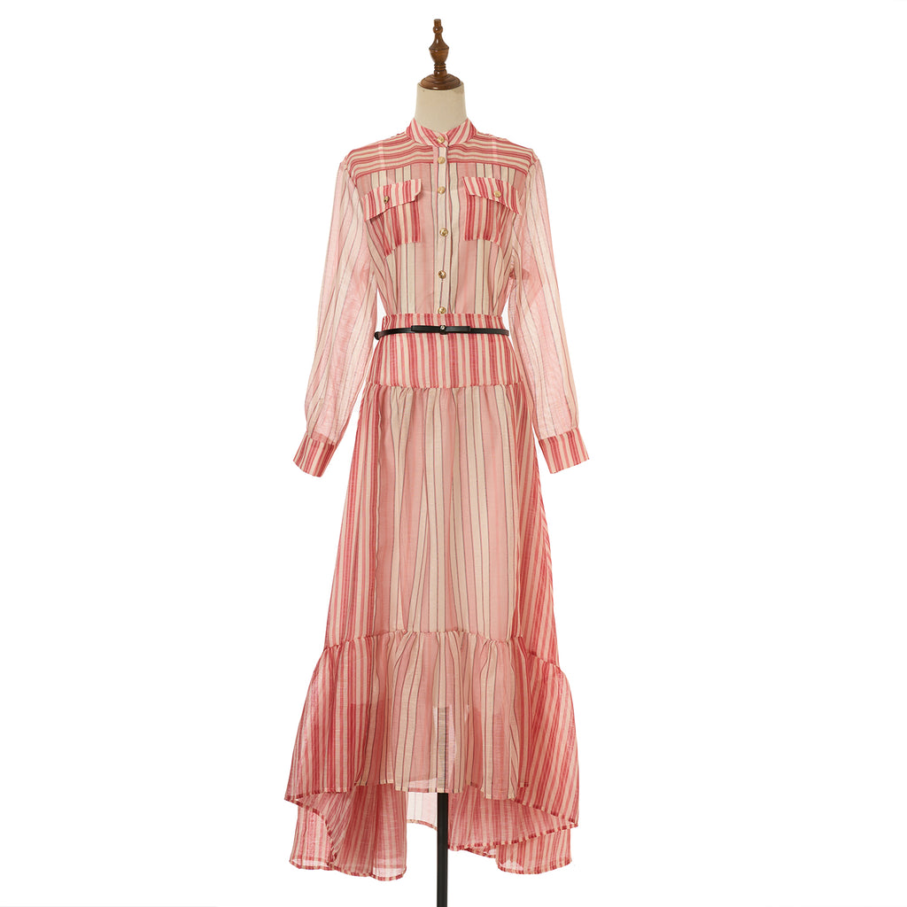 Women Striped Fitted Blouse Bohemian Style Three Piece Sets