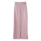 Women Elegant Solid Summer Silk Satin Skirt Sets