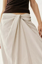 Women Clothing Summer Elegant Pleated Bow Tie Wrapping