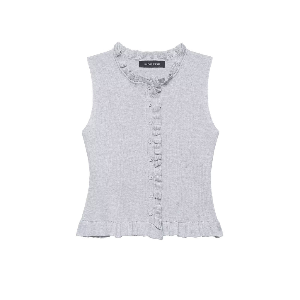 Women Clothing Summer Laminated Decoration Soft round Neck