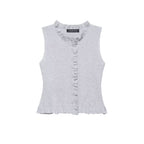 Women Clothing Summer Laminated Decoration Soft round Neck