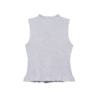 Women Clothing Summer Laminated Decoration Soft round Neck