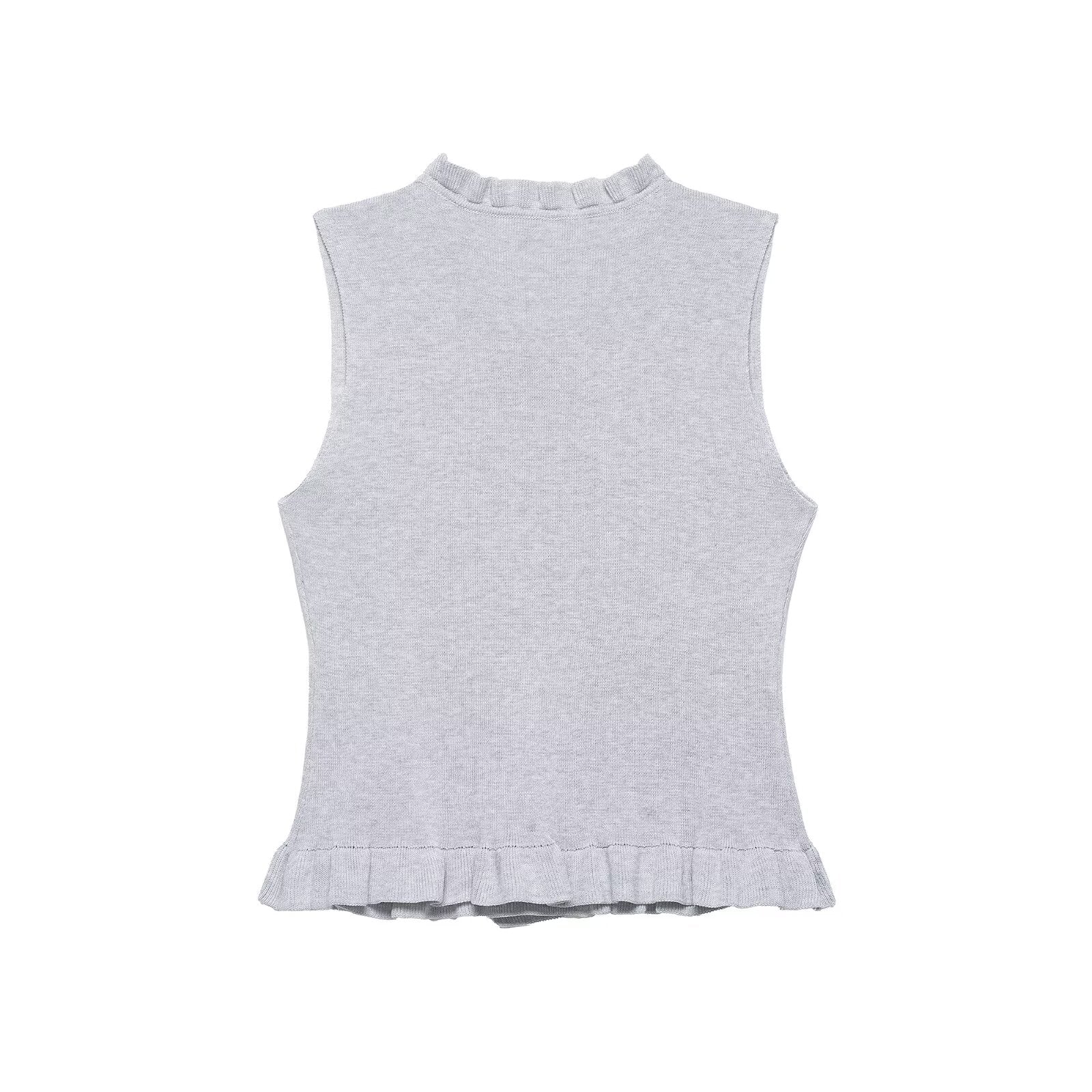 Women Clothing Summer Laminated Decoration Soft round Neck