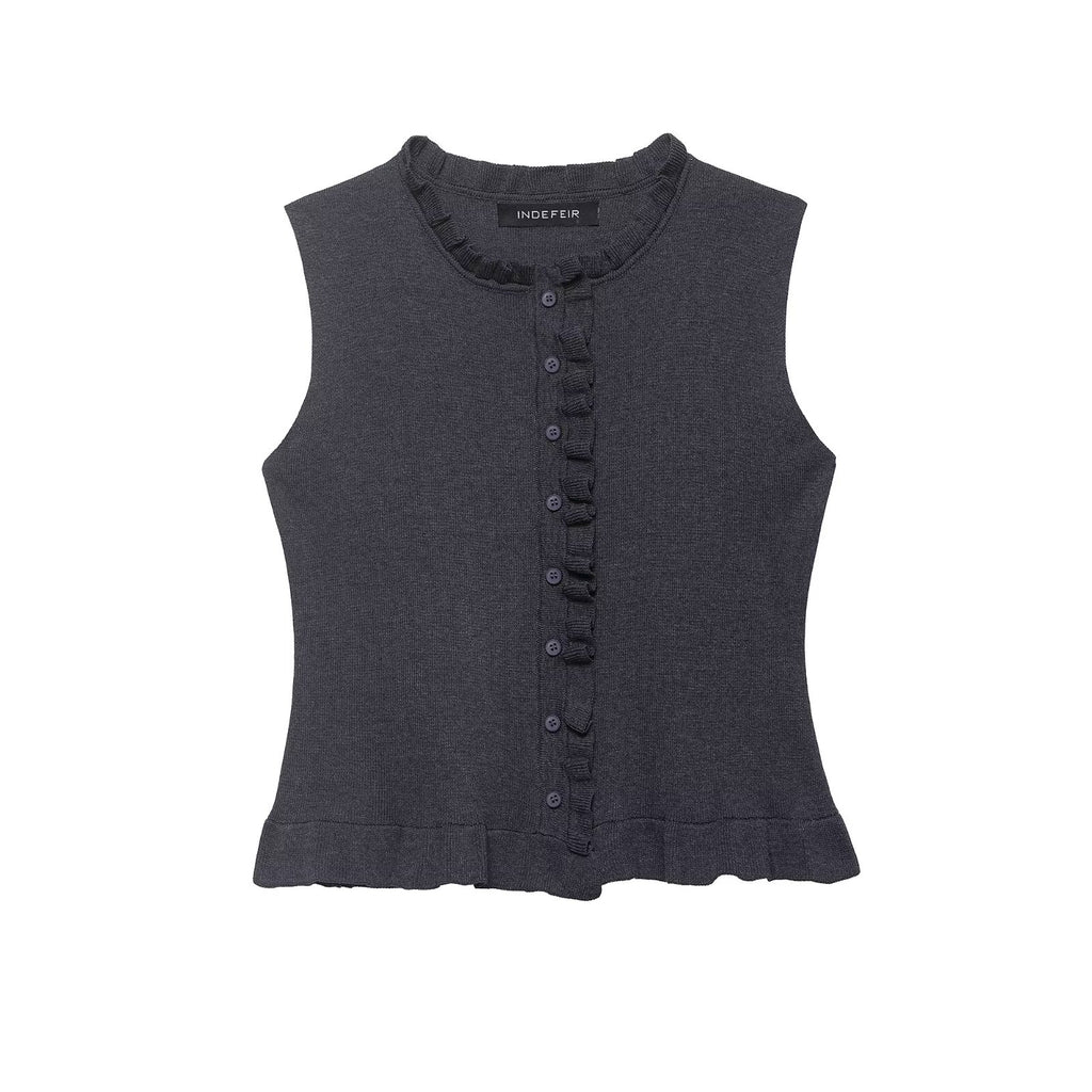 Women Clothing Summer Laminated Decoration Soft round Neck