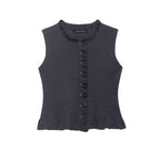 Women Clothing Summer Laminated Decoration Soft round Neck