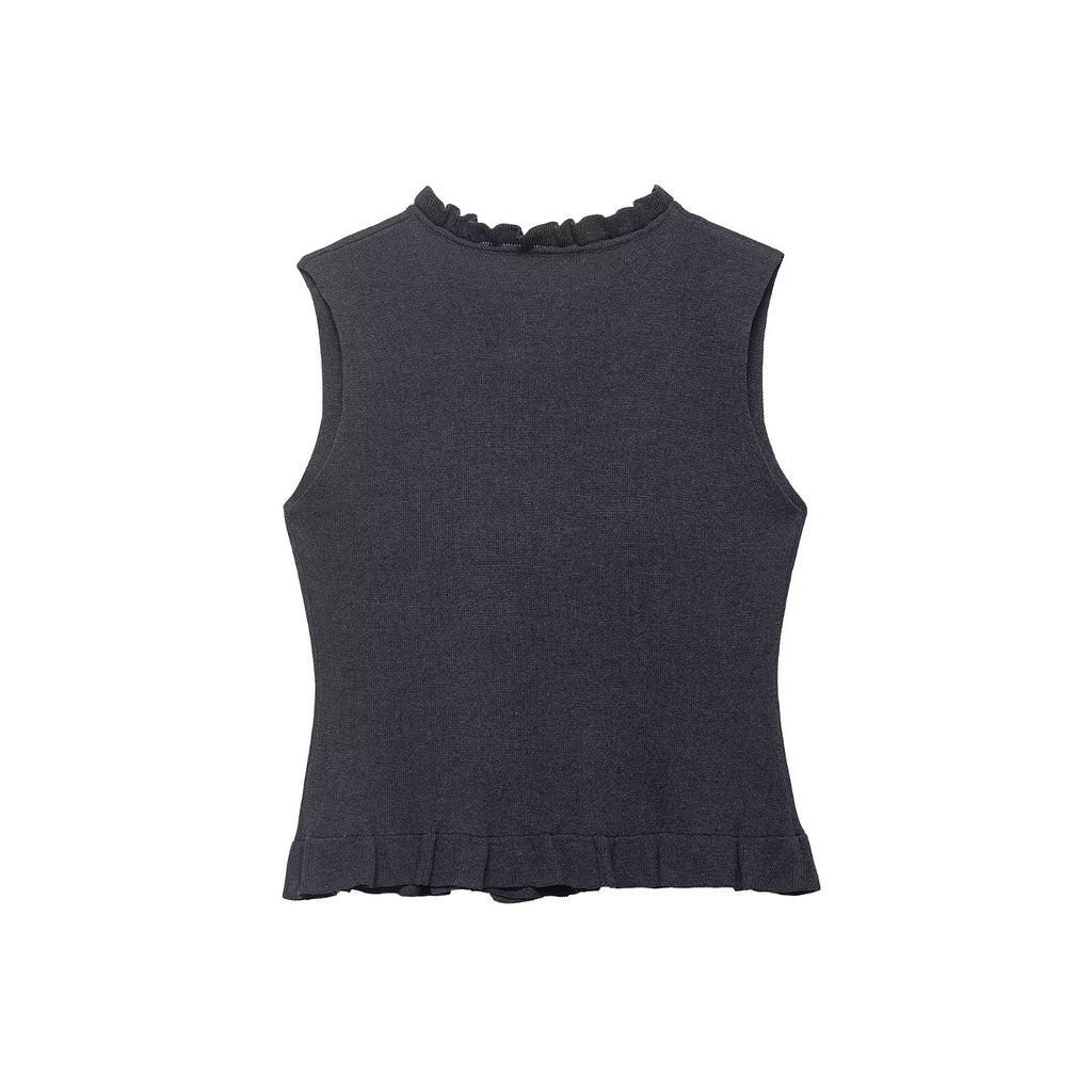 Women Clothing Summer Laminated Decoration Soft round Neck