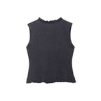 Women Clothing Summer Laminated Decoration Soft round Neck