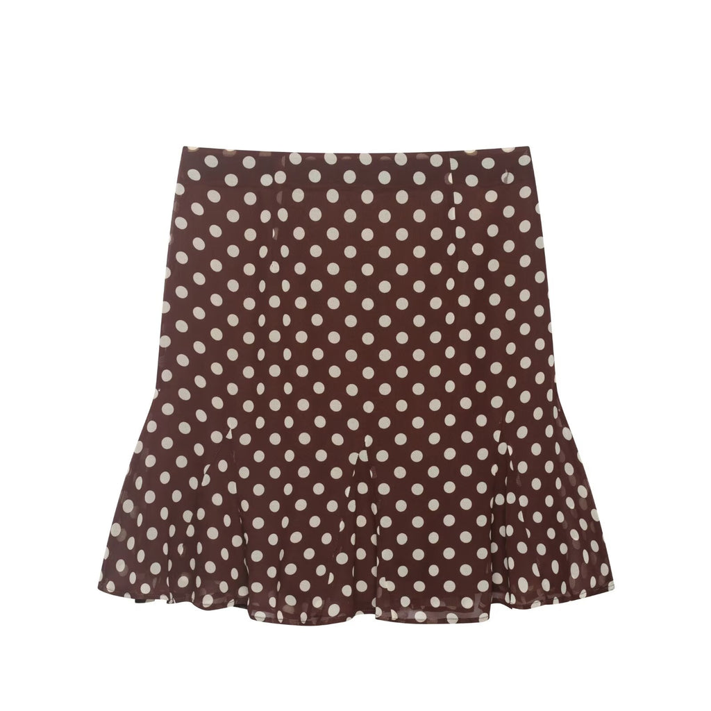 Women Clothing Summer Casual Lace Bow Polka Dot Skirt Women
