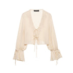 Women Clothing Summer Long Sleeve V neck Lace up
