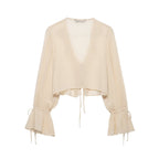 Women Clothing Summer Long Sleeve V neck Lace up
