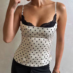 Polka Dot Summer Lace Splicing Sling Vest Slim Fit Slim