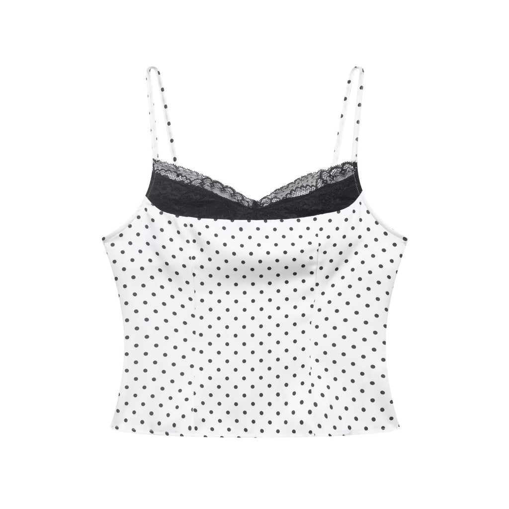 Polka Dot Summer Lace Splicing Sling Vest Slim Fit Slim