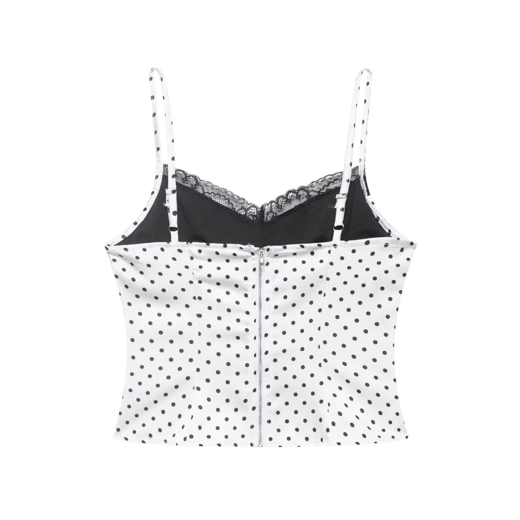 Polka Dot Summer Lace Splicing Sling Vest Slim Fit Slim