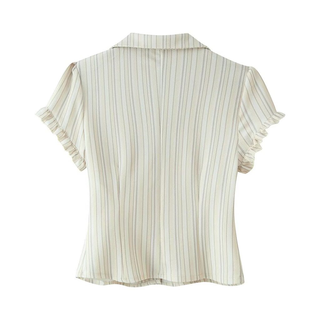 Women Clothing Spring Sexy Button Short Sleeve Top Pant Sets