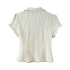 Women Clothing Spring Sexy Button Short Sleeve Top Pant Sets