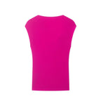 Women Clothing Summer SL Asym Collar Pleated Pullover Top