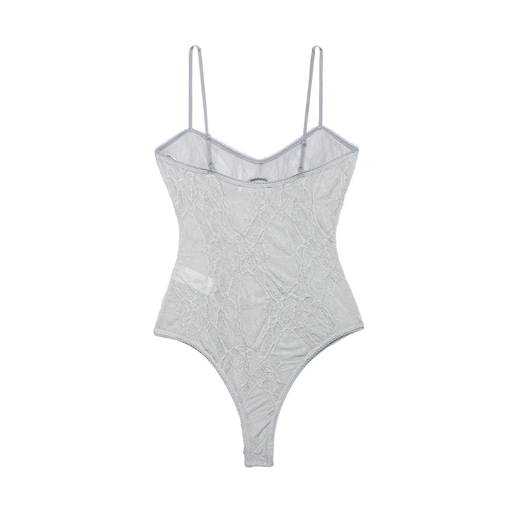 Women Summer Pure Youth Spliced Lace V Neck SL Jumpsuit