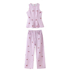 Women Summer Sleeveless Graphic Pants Set