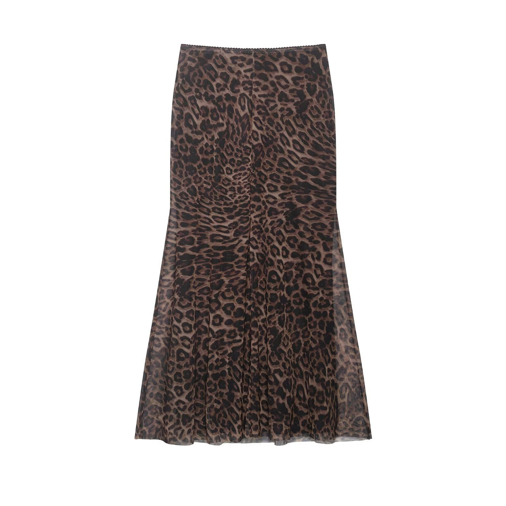Women Clothing Summer Leopard Print Silk Net Sling Silk Net