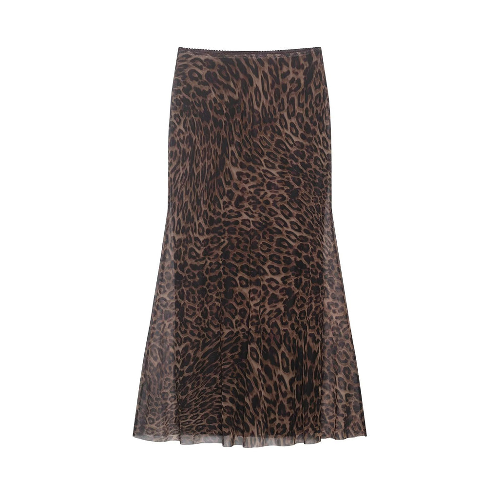 Women Clothing Summer Leopard Print Silk Net Sling Silk Net