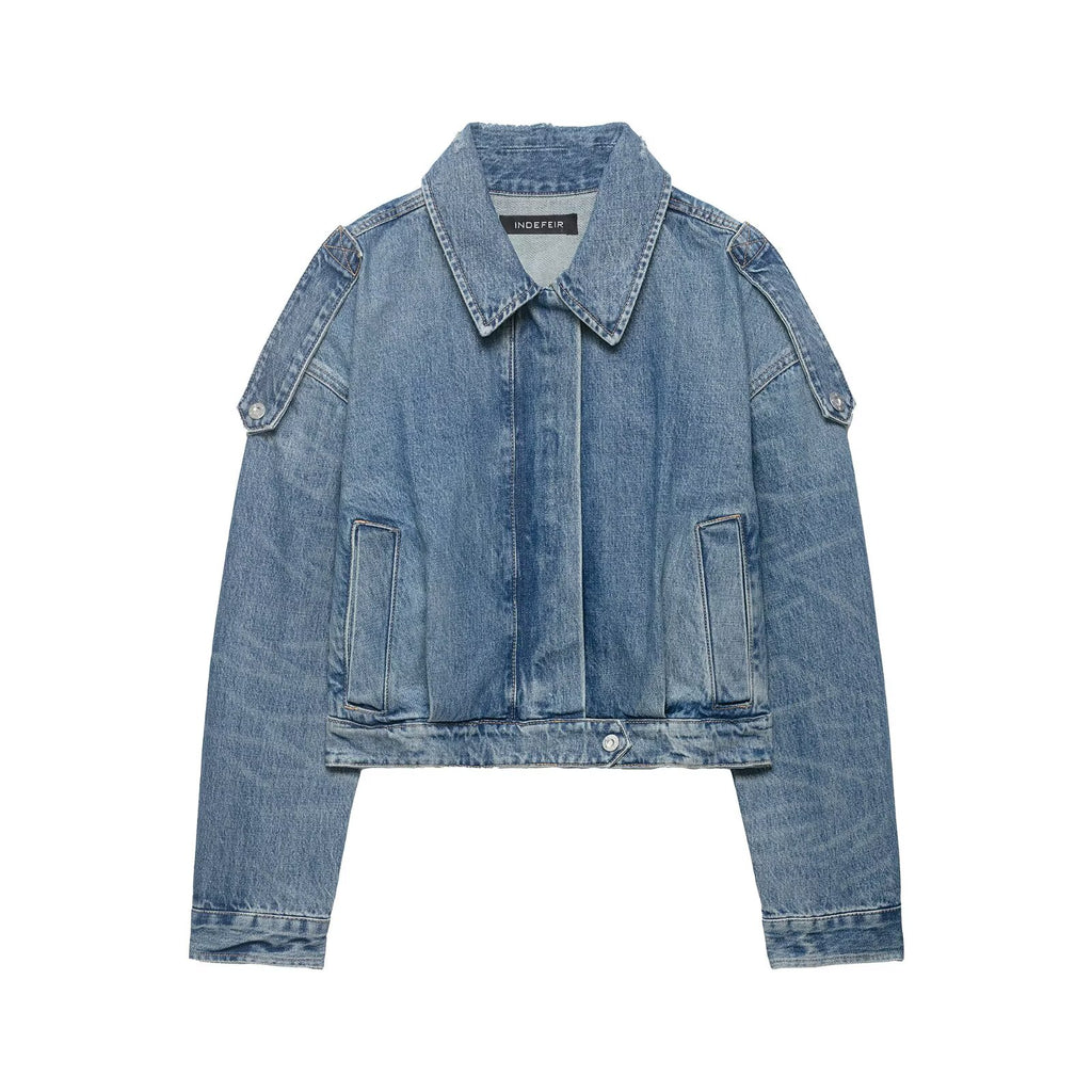 Women Clothing Summer Loop Accessories Denim Jacket Coat